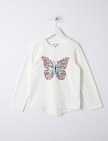 Mac & Ellie Floral ButterflyLong Sleeve Tee, Vanilla product photo