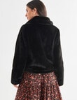 Whistle Faux Fur Long Sleeve Jacket, Black product photo View 02 S