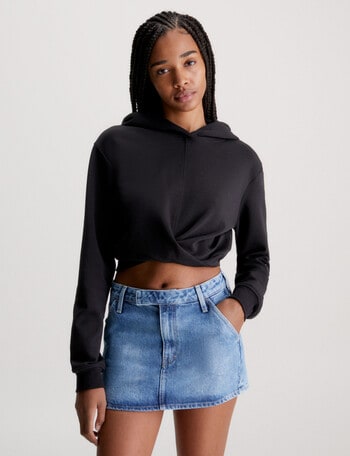 Calvin Klein Wrap Cropped Hoodie, Black product photo