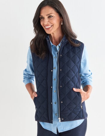 Ella J Quilted Puffer Vest, Navy product photo