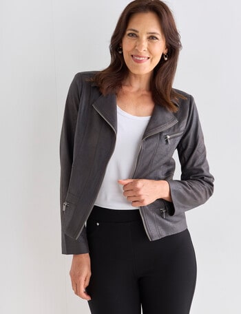 Ella J Zip Detail Jacket, Peat product photo