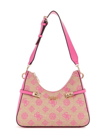 Guess Loralee Jacquard Hobo Bag, Pink Logo product photo