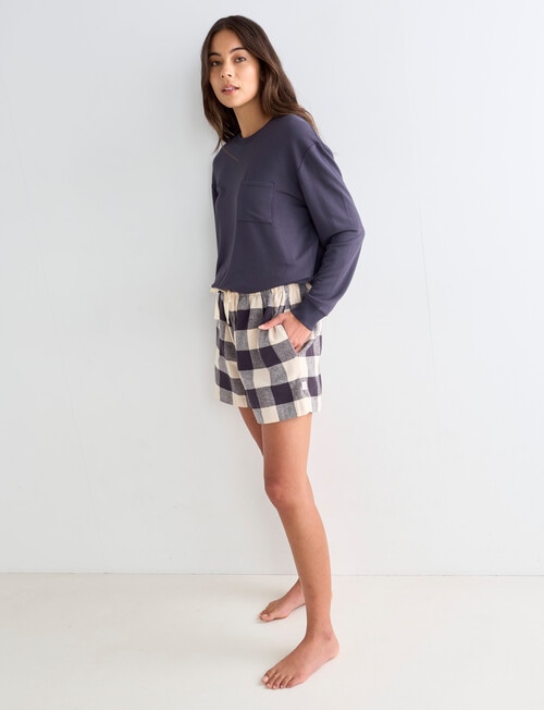 Mineral Sleep Check Flannel Short, Granite product photo View 03 L