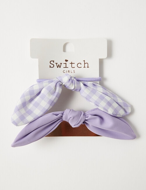 Switch Knot Bow Hair Tie, 2-Pack, Purple product photo View 02 L