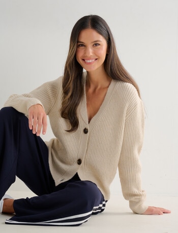 Whistle Rib Cardigan, Oatmarle product photo