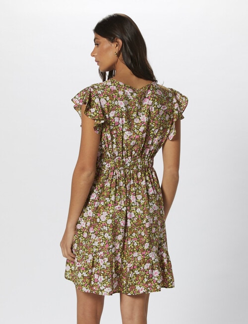 ONLY Sabrina Floral Cap Sleeve V-Neck Dress, Palm product photo View 02 L