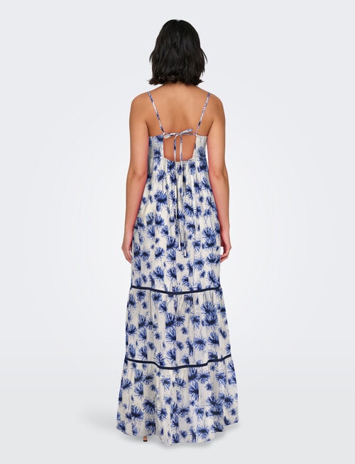 ONLY Daisy Holly Strap Sleeveless Maxi Dress, Bright White & Blue product photo View 02 L