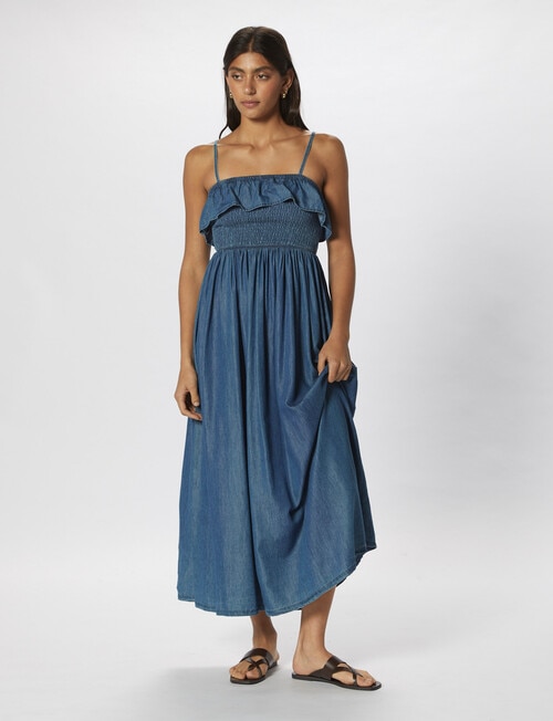 ONLY Trista Bea Sleeveless Long Denim Dress, Medium Blue product photo View 04 L