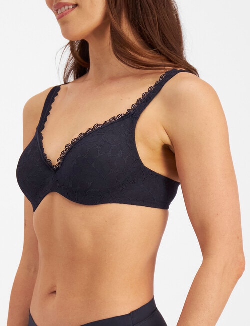 Berlei Barely There Lace Tshirt Bra, Navy, A-E product photo View 02 L