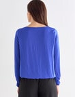 Ella J Elastic Hem Satin Top, Sapphire product photo View 02 S