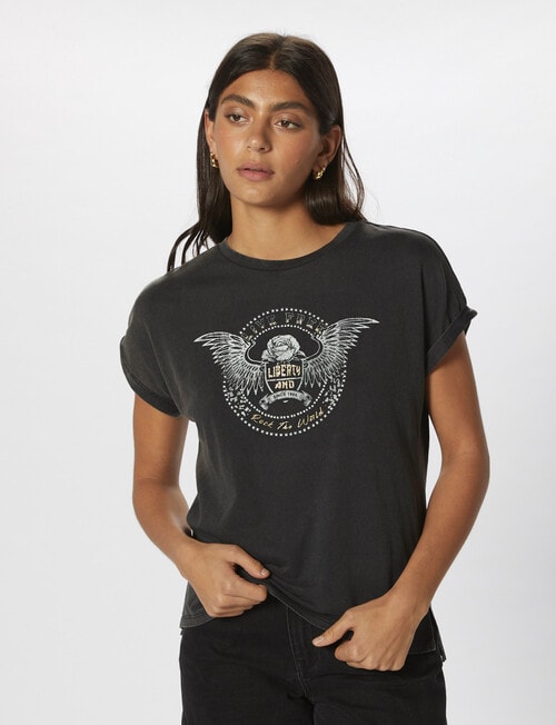 ONLY Lucy Wings Short Sleeve Top, Black product photo View 04 L