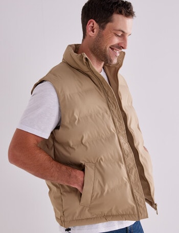 Gasoline Flight Puffer Vest, Beige product photo