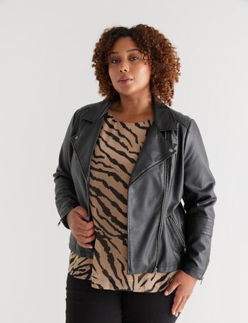 Sebby Collection Plus Faux Leather Jacket