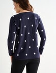 Ella J Curved Hem Jumper, Navy Spots product photo View 02 S