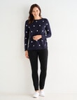 Ella J Curved Hem Jumper, Navy Spots product photo View 03 S