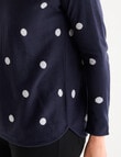 Ella J Curved Hem Jumper, Navy Spots product photo View 04 S