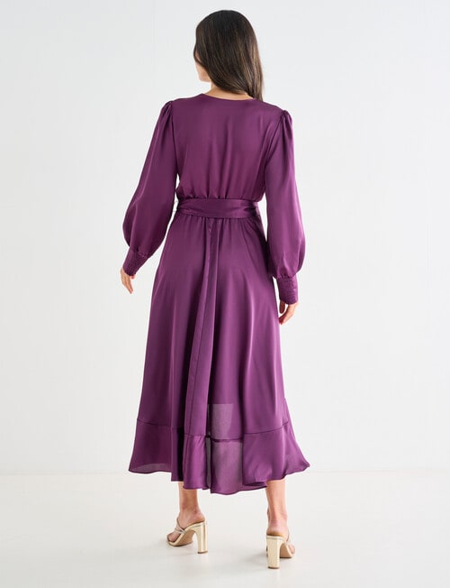 Harlow Long Sleeve Hi Low Mock Wrap Dress, Orchid product photo View 02 L