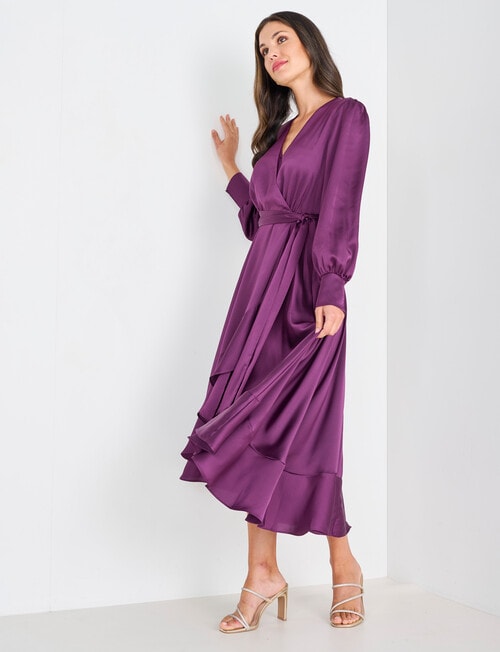 Harlow Long Sleeve Hi Low Mock Wrap Dress, Orchid product photo View 06 L