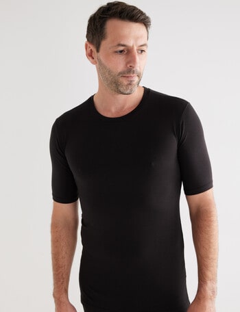 Superfit Superfine Short Sleeve Thermal Top, Black product photo