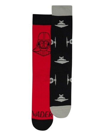 Licensed Star Wars Crew Sock, 2-Pack, Assorted, Black & Red product photo