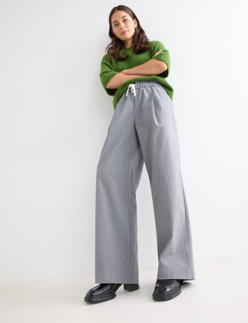 Mineral Stripe Beth Wide leg Pant, Grey product photo View 03 L