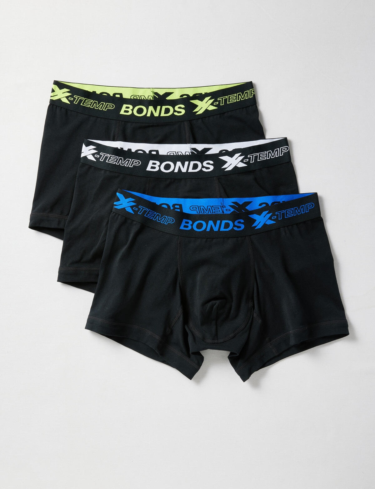 3 x Bonds Mens Everyday Trunks Underwear Black Cotton/Elastane