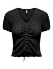 ONLY Nola Short Sleeve Ruching Knit Top, Black product photo