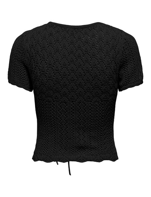 ONLY Nola Short Sleeve Ruching Knit Top, Black product photo View 02 L