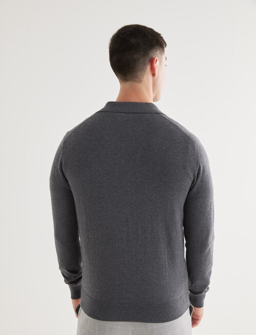 L+L Bond Knit Long Sleeve Polo, Charcoal product photo View 02 L