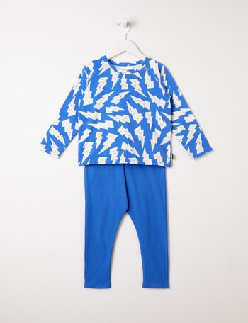 Bonds Storm In A Teacup Long Sleeve Knit Waffle Sleep Set, Blue, 2-8 product photo