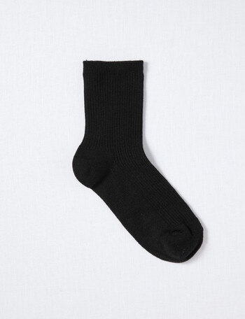 Lyric Wool Blend Rib Q Crew Sock, 1-Pack, Black, 4-11 product photo