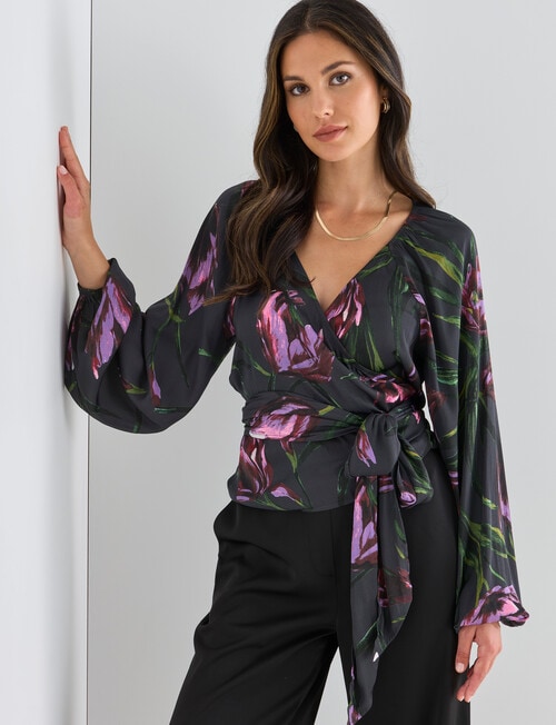 Whistle Wrap Top, Tulip Print product photo