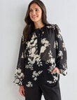 Whistle Opulent Floral Blouse, Black Ivory product photo View 05 S