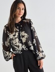 Whistle Opulent Floral Blouse, Black Ivory product photo View 06 S