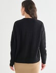 Whistle Long Sleeve Tie Front Jumper, Black product photo View 02 S