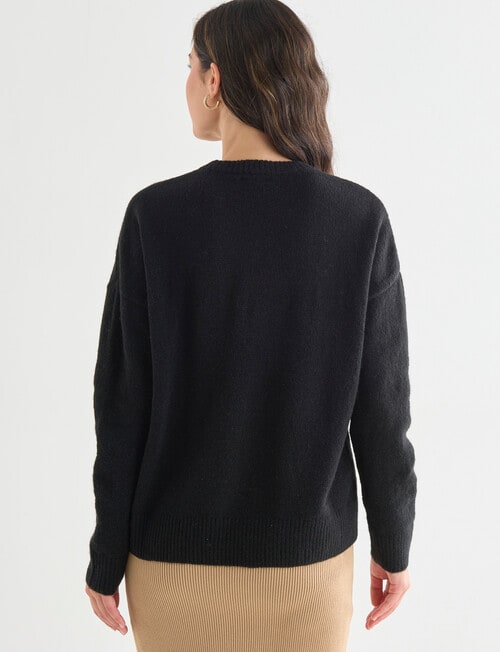 Whistle Long Sleeve Tie Front Jumper, Black product photo View 02 L