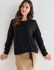 Whistle Long Sleeve Tie Front Jumper, Black product photo View 05 S