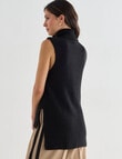 Whistle Sleeveless Roll Neck Vest, Black product photo View 02 S