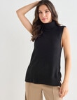 Whistle Sleeveless Roll Neck Vest, Black product photo View 04 S