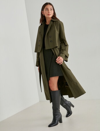 Mineral Detachable Trench Coat, Dark Olive product photo