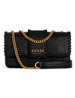 Guess Libera Tri Compartment Convertible Crossbody Flap Bag, Black product photo