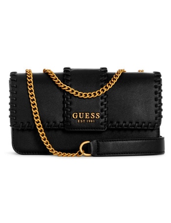 Guess Libera Tri Compartment Convertible Crossbody Flap Bag, Black product photo