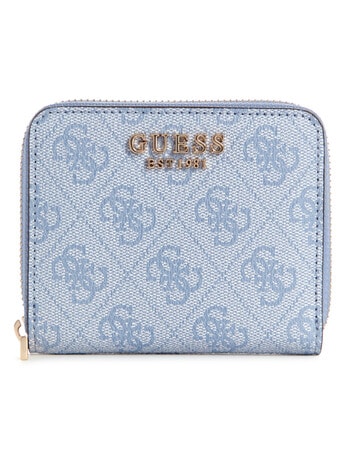 Guess Laurel Small Zip Around Wallet, Light Blue Logo product photo