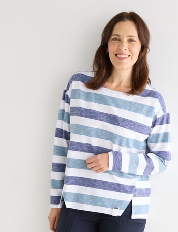Line 7 Stripe Long Sleeve Cove Top, Green product photo