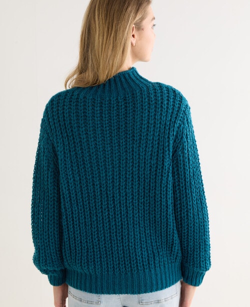 Zest Chunky Knit Jumper, Bright Teal product photo View 02 L