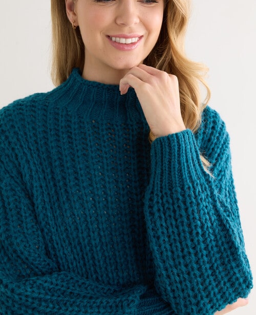 Zest Chunky Knit Jumper, Bright Teal product photo View 04 L