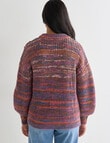 Zest Multi Stripe Button Shoulder Knit Jumper, Berry Jam product photo View 02 S