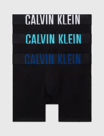 Calvin Klein Intense Power Boxer Brief, 3-Pack, Black & Blue Atoll Logo product photo