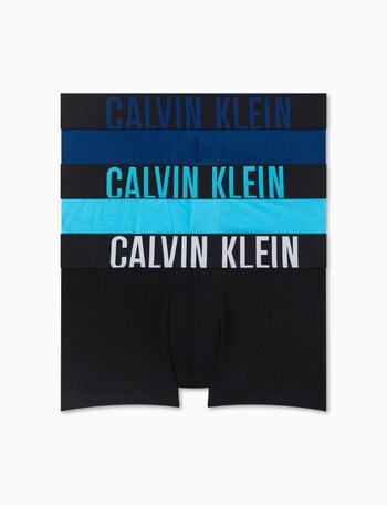 Calvin Klein Intense Power Cotton Trunk, 3-Pack, Navy Peony, Black & Blue Atoll product photo