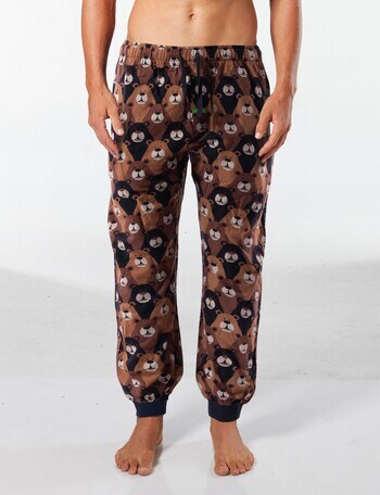 Mitch Dowd Brown Bears Bamboo Flannel Slim Leg Sleep Pant, Brown product photo